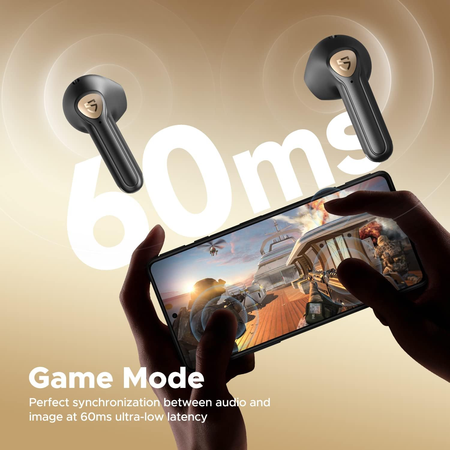 Soundpeats Wireless Earbuds with Hi-Res Audio, Air3 Deluxe HS Semi In-Ear Headphones with LDAC, ENC Clear Call, APP Control, 14.2Mm Large Driver, Game Mode, In-Ear Detection, Total 20H (Black) image number 6