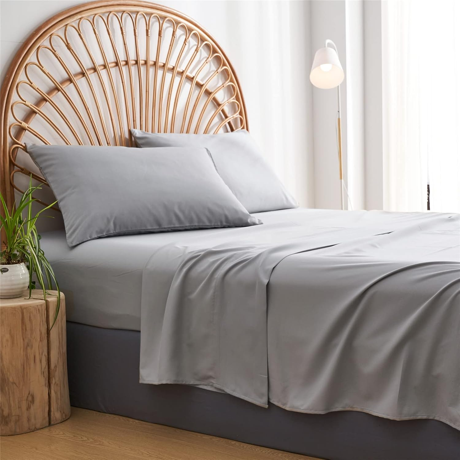 KAKIJUMN Grey Tufted Comforter Set King Size 7 Piece Bed in a Bag, Shabby Chic Boho Comforter and Sheet Set, Pom Pom Textured Bed Set, All Season Soft Microfiber Complete Bedding Set(Grey,King) image number 3