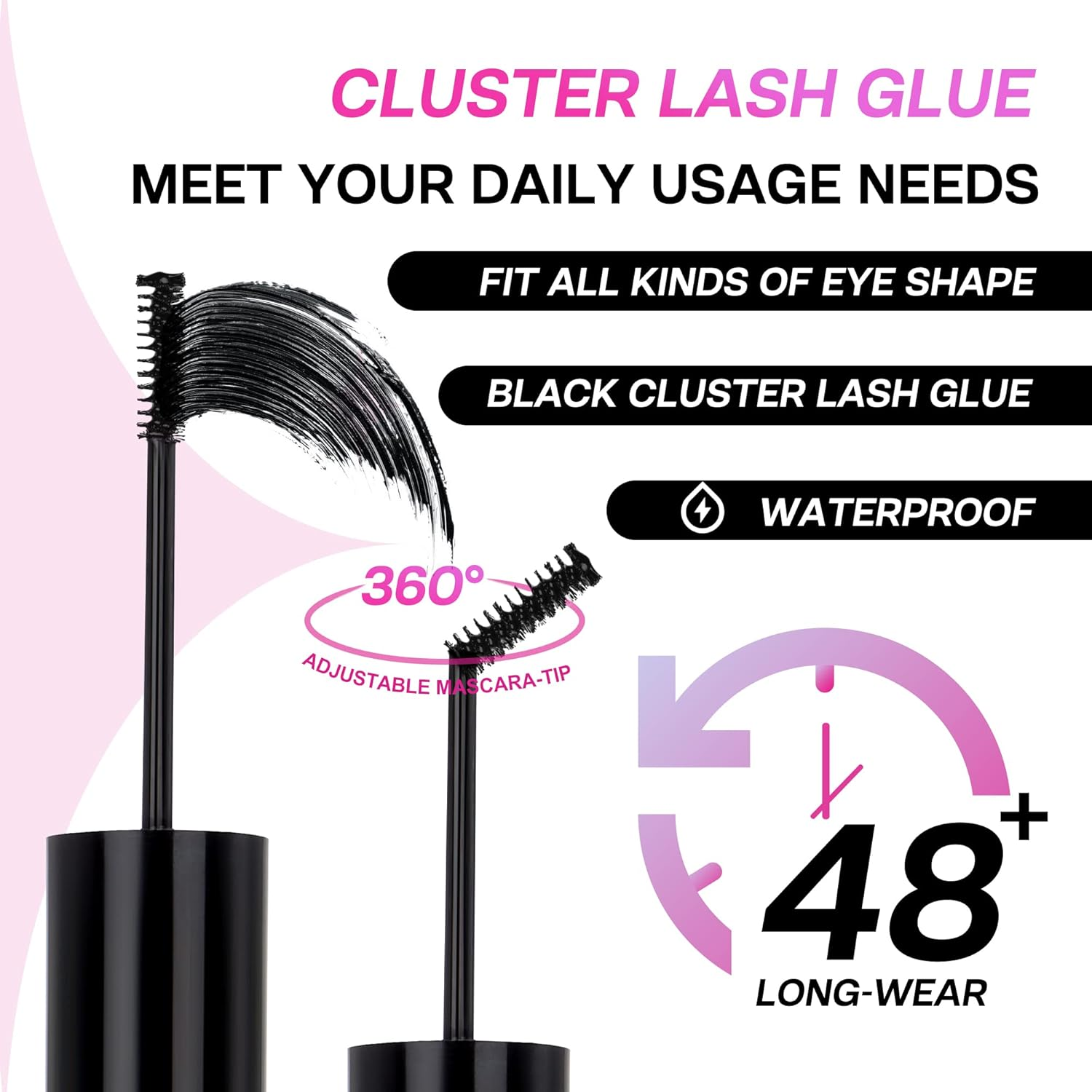 CALAILIS Cluster Lash Glue Lash Sealer and Lash Remover Kit, Super Strong Hold and Long Lasting 72 Hours Lash Bond and Seal Quick Gentle Clean Non-Irritating Lash Extension Remover image number 1