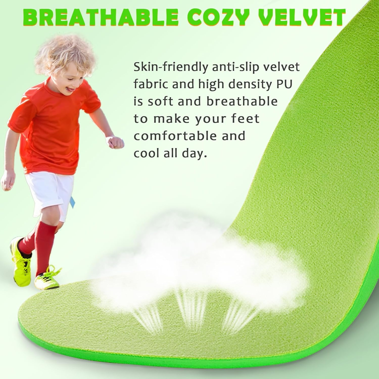 Ailaka Kids Orthotic Arch Support Shoe Insoles, Plantar Fasciitis Cushioning Athletic Inserts for Flatfoot Pain Relief Running Walking image number 6