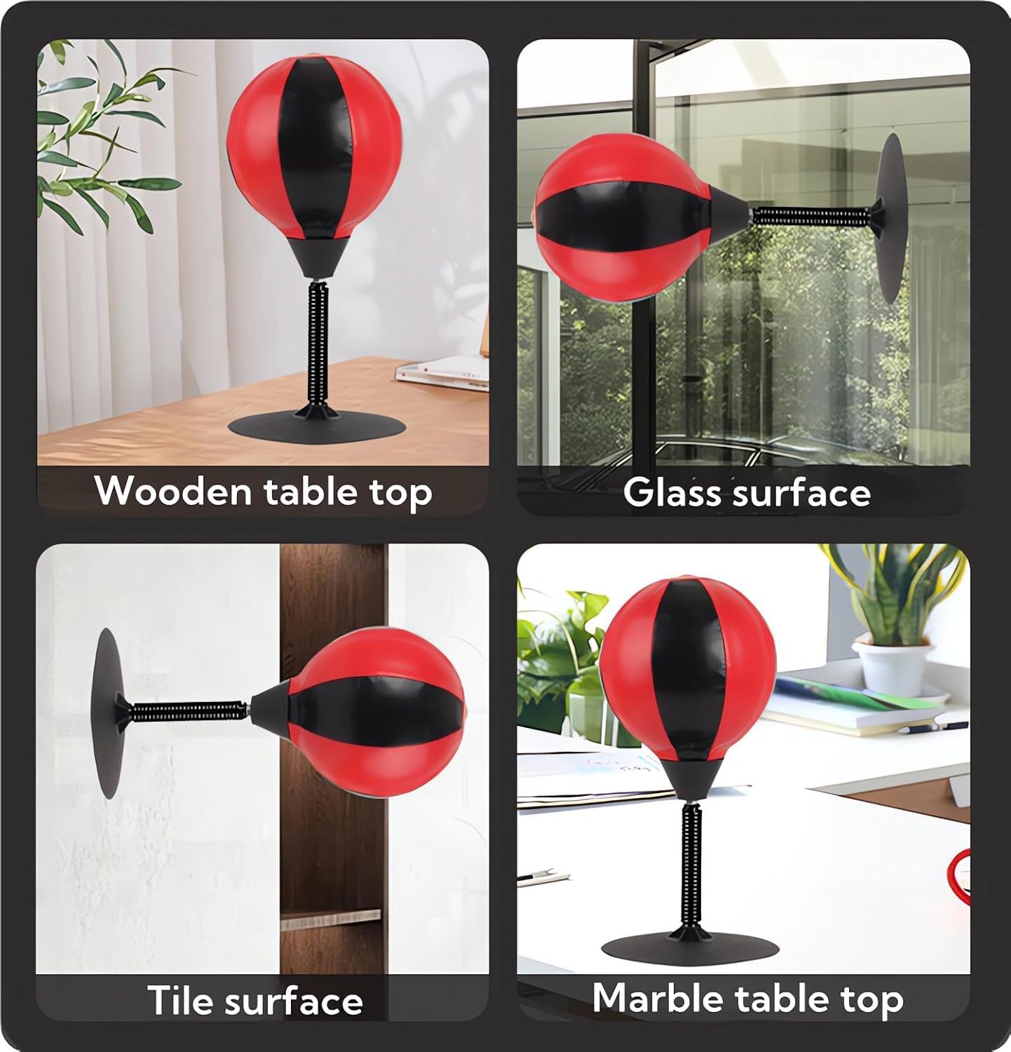 Desktop Boxing Punching Bag,Boxing Bag with Strong Suction Cup,Gift Idea for Stress Relief, Funny Toys for Kids Coworkers and Friends（Black+Red） image number 1