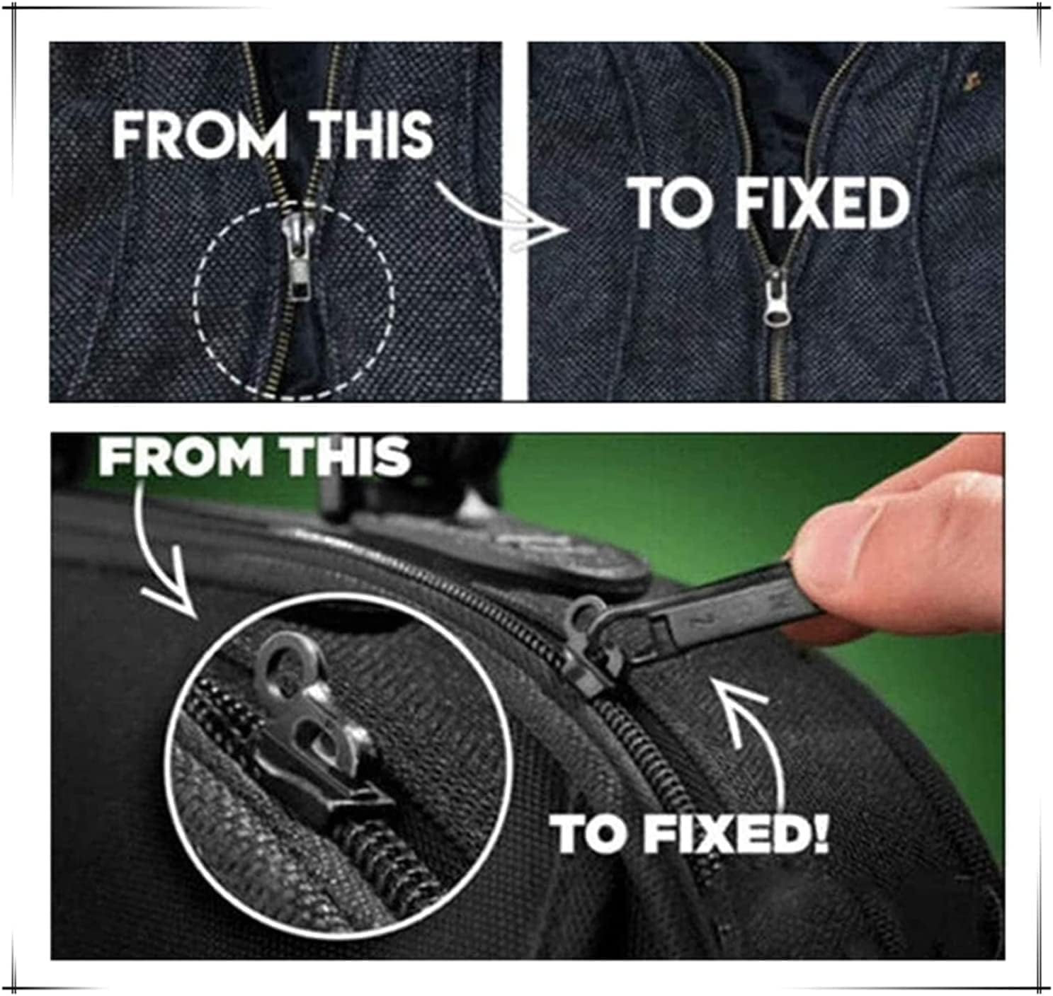 12Pcs Black Fix Zip Puller,Zip Slider Repair Instant Kit,Fix Zipper Removable Rescue Replacement Pack,Instant Zipper Set for Coats Jacket,Luggage,Backpacks Zippers Undergarment Sewing image number 3