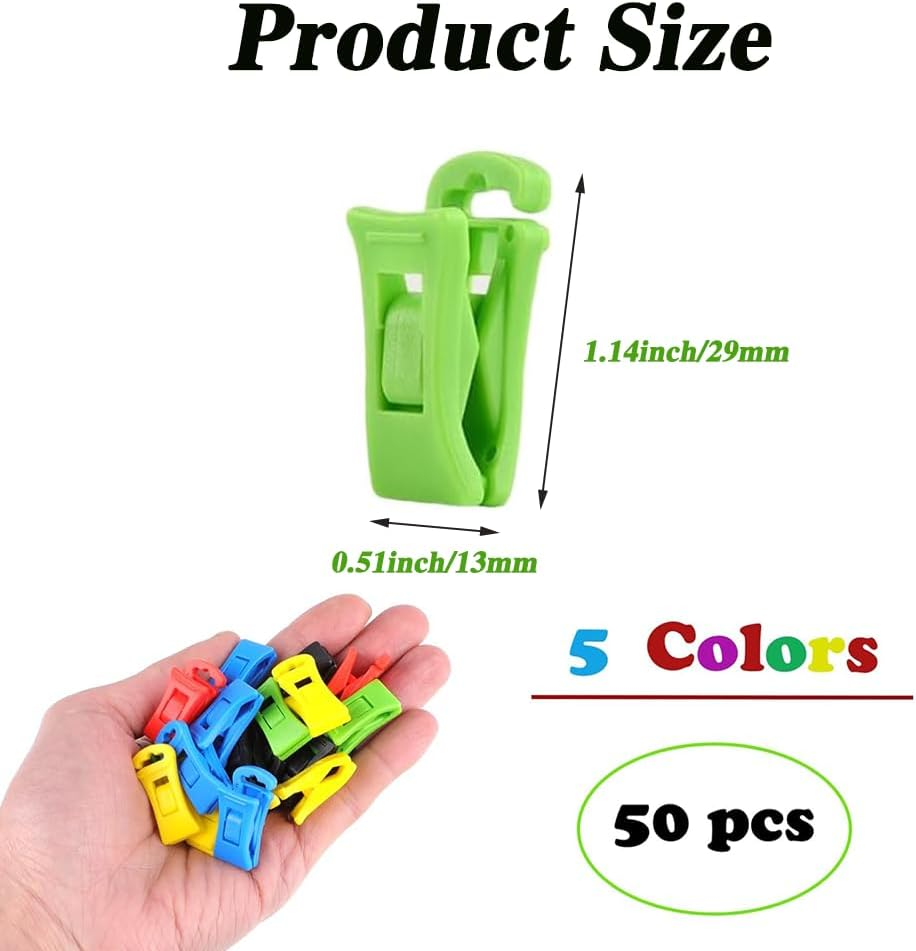 NYGHMY 50 Pcs Colorful Sock Clips with Hooks - Non-Slip Laundry Organizers & Sorters for Washer, Dryer, Clothesline image number 4
