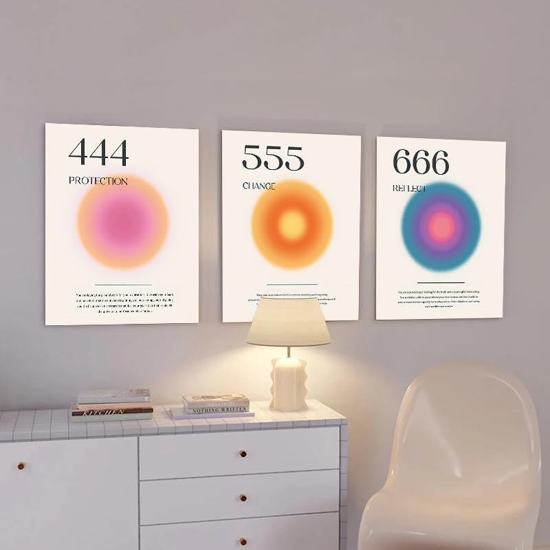 ZIENVE Aura Angel Numbers Poster Set &ndash; 6-Piece Minimalist Inspirational Canvas Wall Art, Aesthetic Room & Bedroom Decor, 20 X 25Cm Unframed image number 2