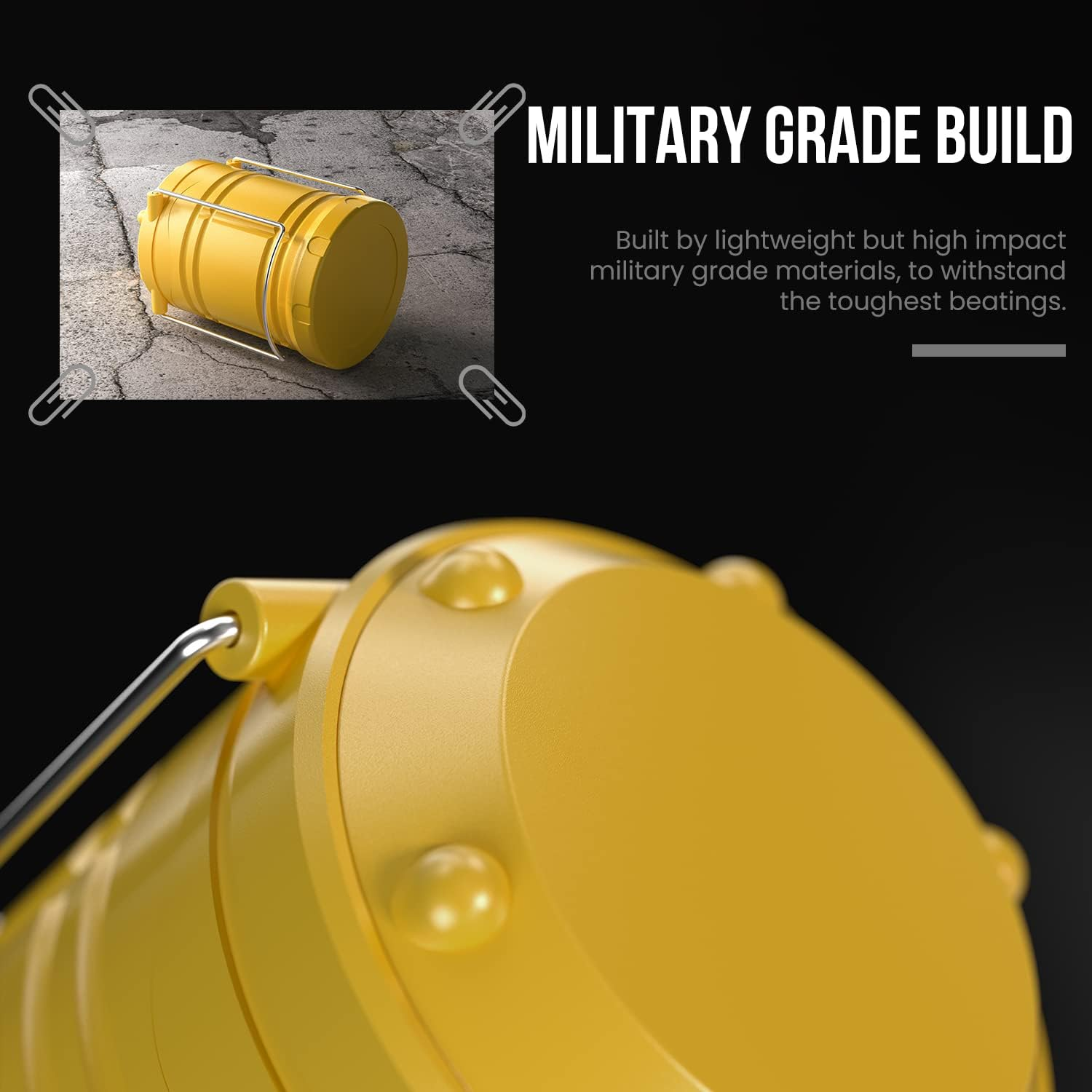 4 Pack COB Camping Lantern, Portable High Lumen Outdoor Camping Flashlight Torch Light, Bright Survival Equipment Gear Kit for Emergency, Hiking, Tent, Backpacking, Outages, Hurricanes (Yellow) image number 4