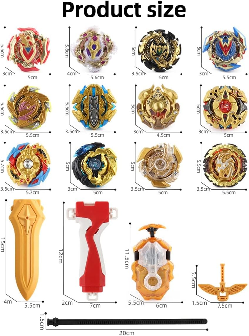 Tukiie Battling Top Gyro Toy Set, 12 Spinning Tops & 2 Launchers with Black Storage Box, Birthday Gifts for Children Boys Girls Kids Aged 6+ image number 6