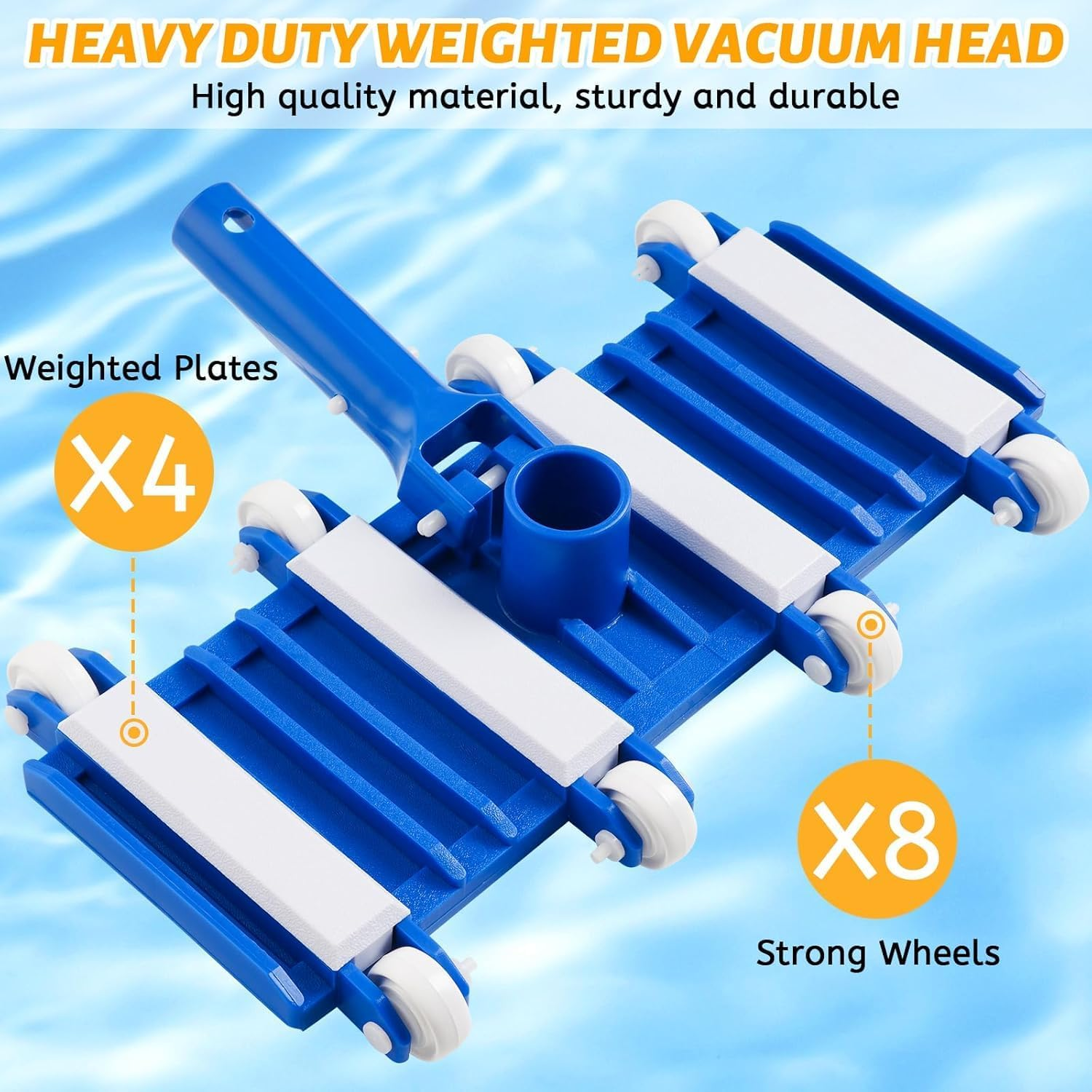 Pool Vacuum Head with Wheels, Pool Cleaner Head for Inground & above Ground Pool, 35 CM Flexible Swimming Pool Vacuum Head with Swivel