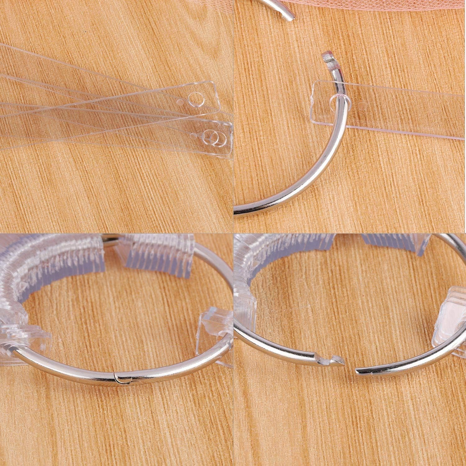 200 Pcs Transparent Nail Swatches Sticks, Fan-Shaped PVC False Nail Art Tips Display Practice Sticks Tool with Metal Split Ring Holder