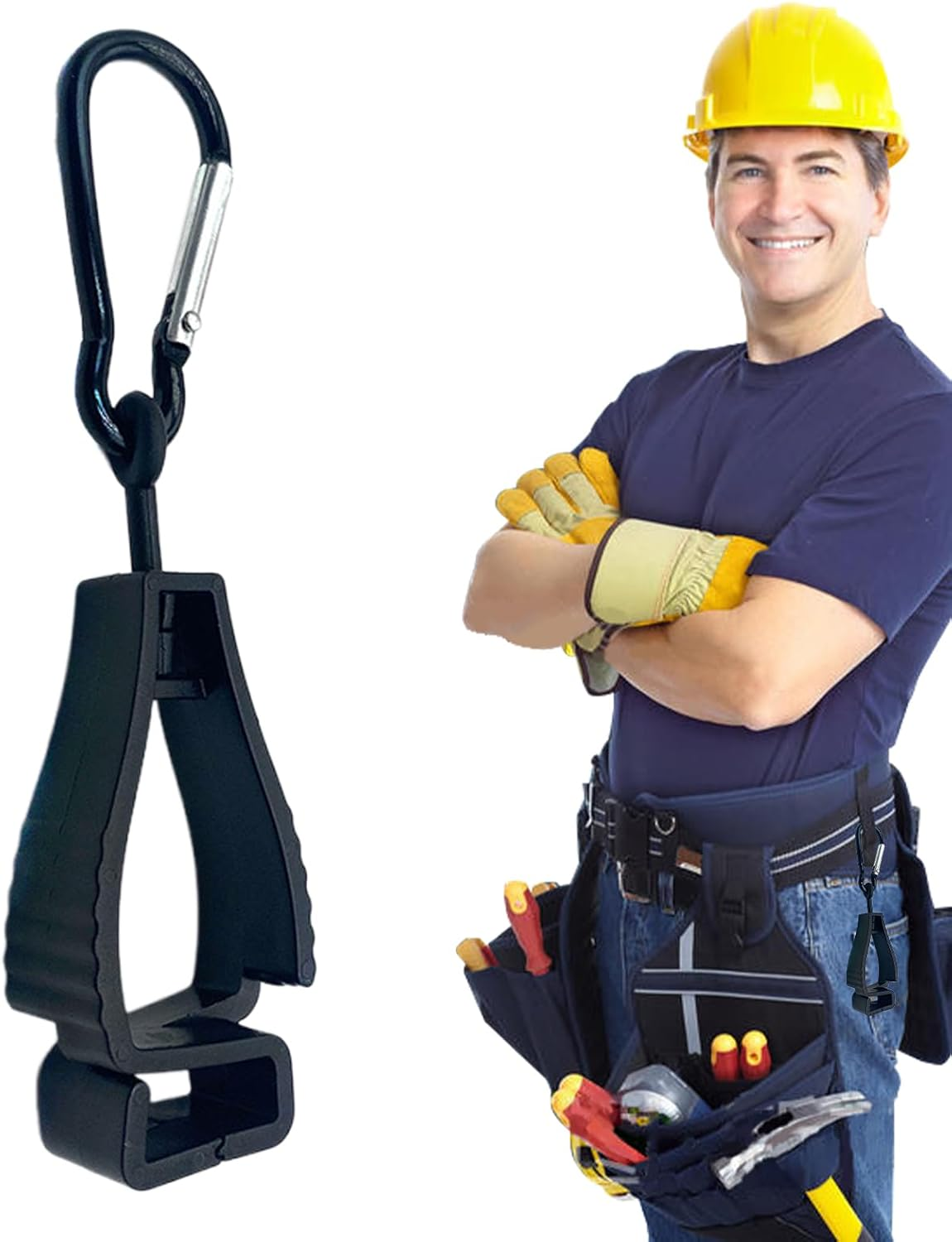 Work Glove Clip | Mitten Carabiner Grabber - Lightweight Glove Carabiner Clips for Travel, Firefighter, Camping, Construction, Hiking, Workshop - Blue image number 2