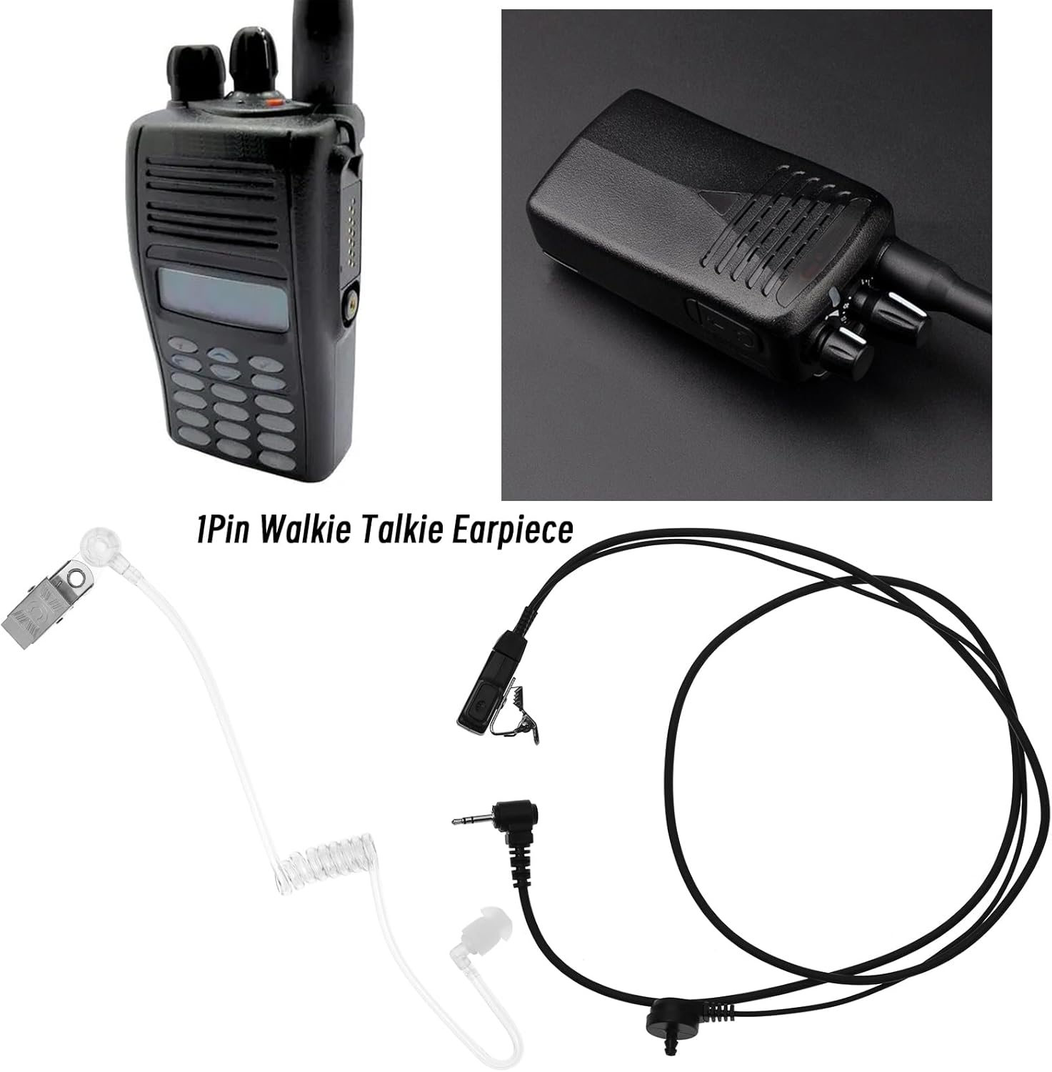 Emagtech 2Pcs 2.5Mm Walkie Talkie Acoustic Tube Headsets Compatible with Motorola Talkabout T92 H2O/ T82 Extreme/ T81 Hunter Transparent Sound Tube Earpiece image number 2
