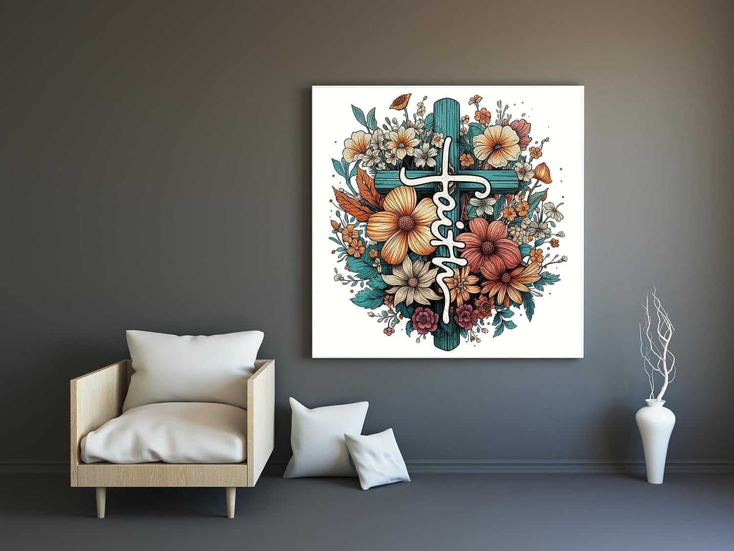 Diamond Painting Kits for Adults, Cross Full Drill round Diamond Art Diamond Dots Suitable Home Wall Decor Gem Art 14X14Inch image number 2