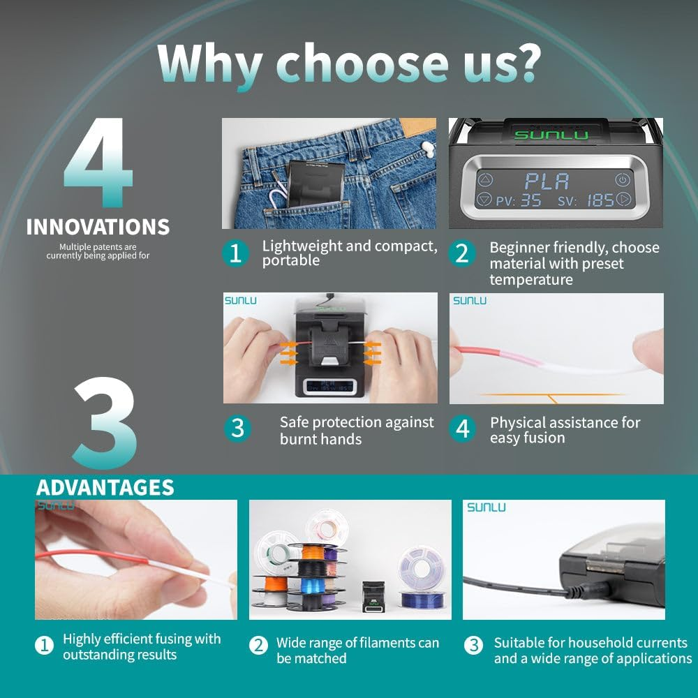 Official Filament Connector, 3D Printer Filament Splicer with 200Pcs PTFE Sleeve for 3D Printer Filament 1.75Mm, Fast Heating up to 240&deg;C, Compatible with PLA PETG TPU ABS PA Nylon image number 6