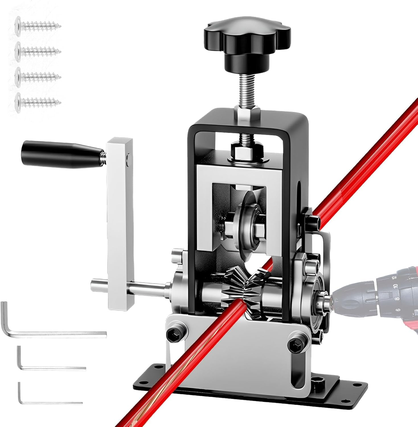 Manual Wire Stripper Machine, 1.5Mm-25Mm Scrap Copper Wire Stripping Machine with Hand Crank or Drill Powered, Copper Wire Peeler Machine, Portable Aluminum Frame Wire Peeler image number 1