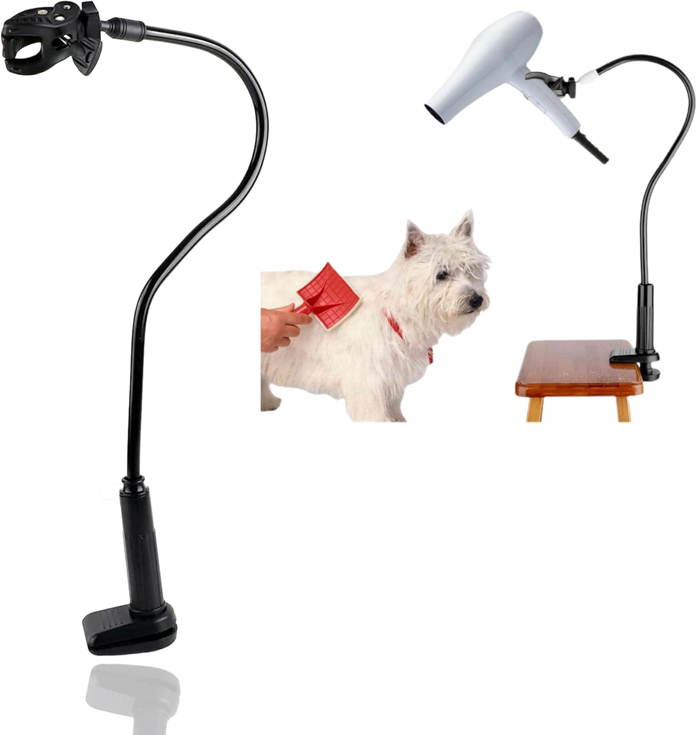 Pet Hair Dryer Holder, Hair Dryer Stand, 360 Degree Rotation, Hands-Free, Pet Hair Dryer Stand for Grooming Dogs and Cats image number 1