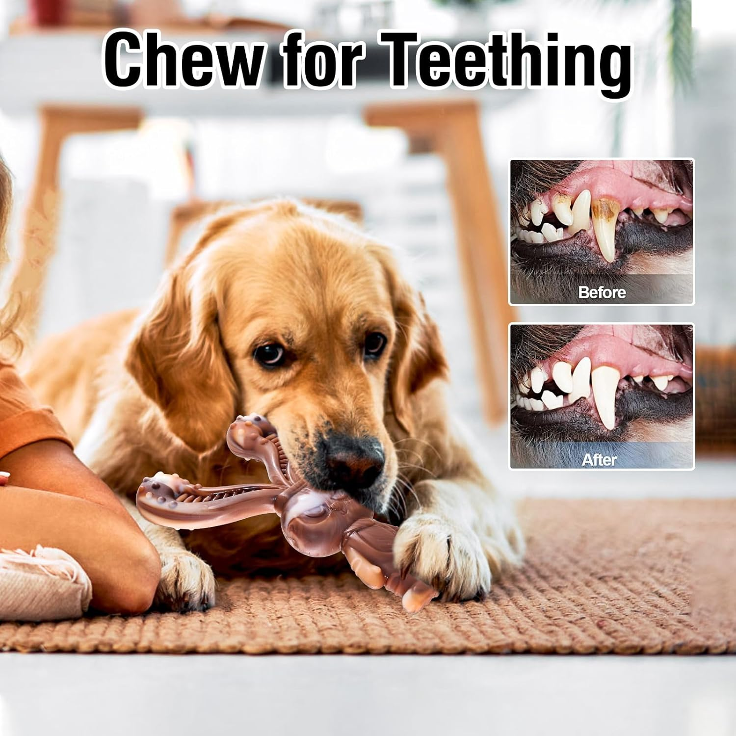 2 PCS Dog Chew Toys for Aggressive Chewers,Indestructible Rabbit Shape Beef Flavored Dog Chew Toy,Squeaky Bunny Plush Toys,Great for Small, Medium, Large Dogs