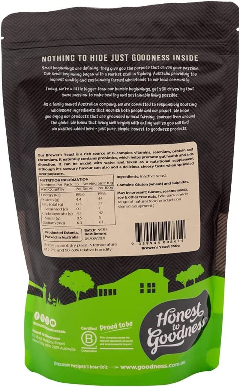 Honest to Goodness, Brewers Yeast, 350G - Natural Source of Essential Nutrients. Gut Health and Digestion. Versatile Ingredient to Support Well-Being. image number 1