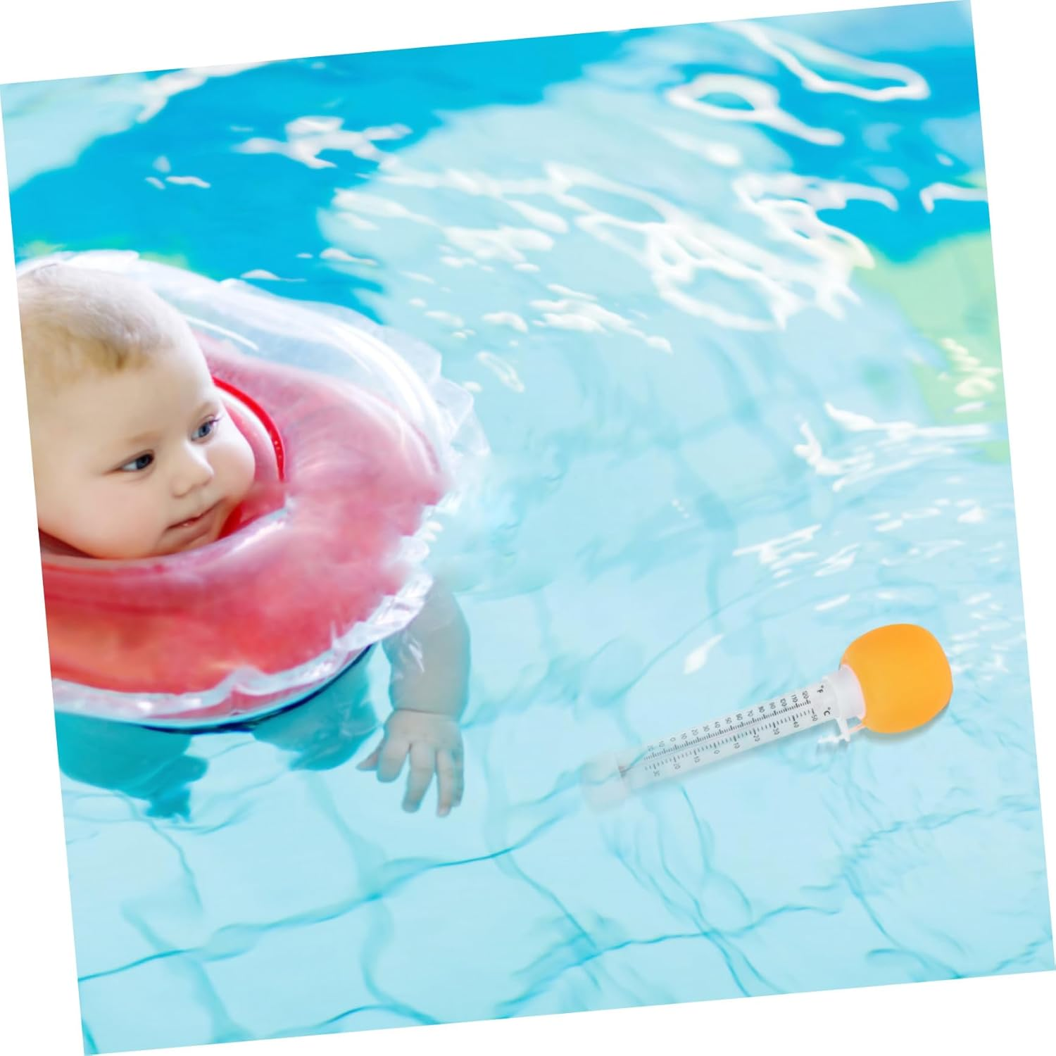 CLISPEED Floating Pool Thermometer for Easy Read Large Display Cartoon Hot Tub Temperature Gauge for Spa Bathtub Indoor and Outdoor Pools Orange Design