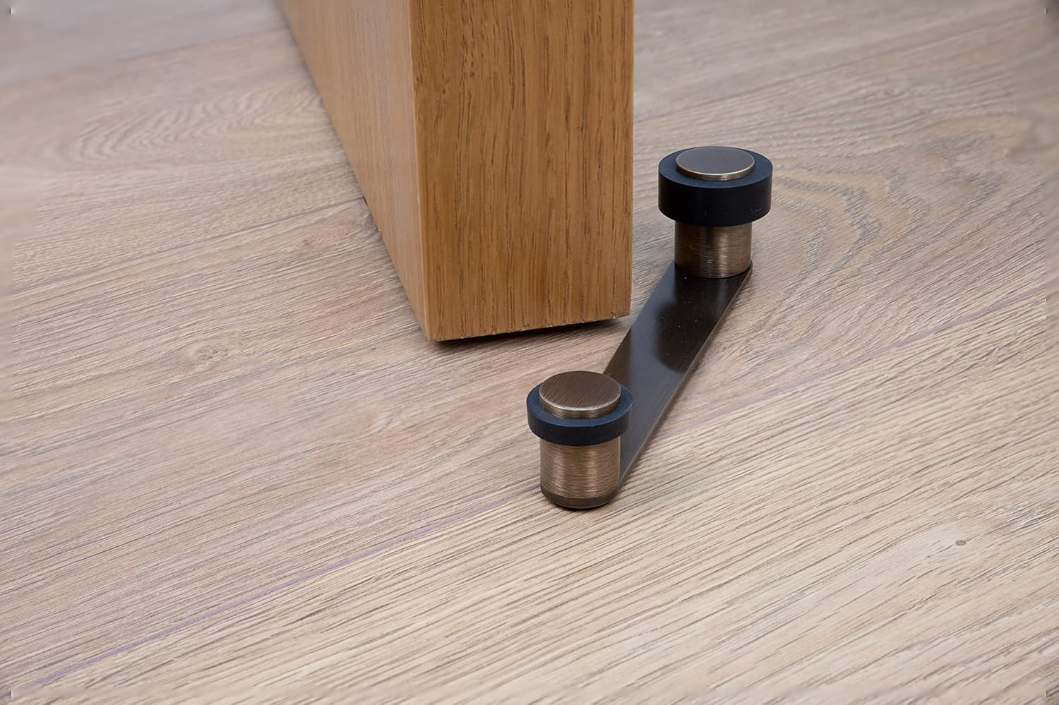 Door Stop with Rotating Holder for Door Thickness up to 100 Mm Brass Includes Screw and Dowel Ref I-253 EVI Fittings (Brass Old Leather - Rubber) image number 1