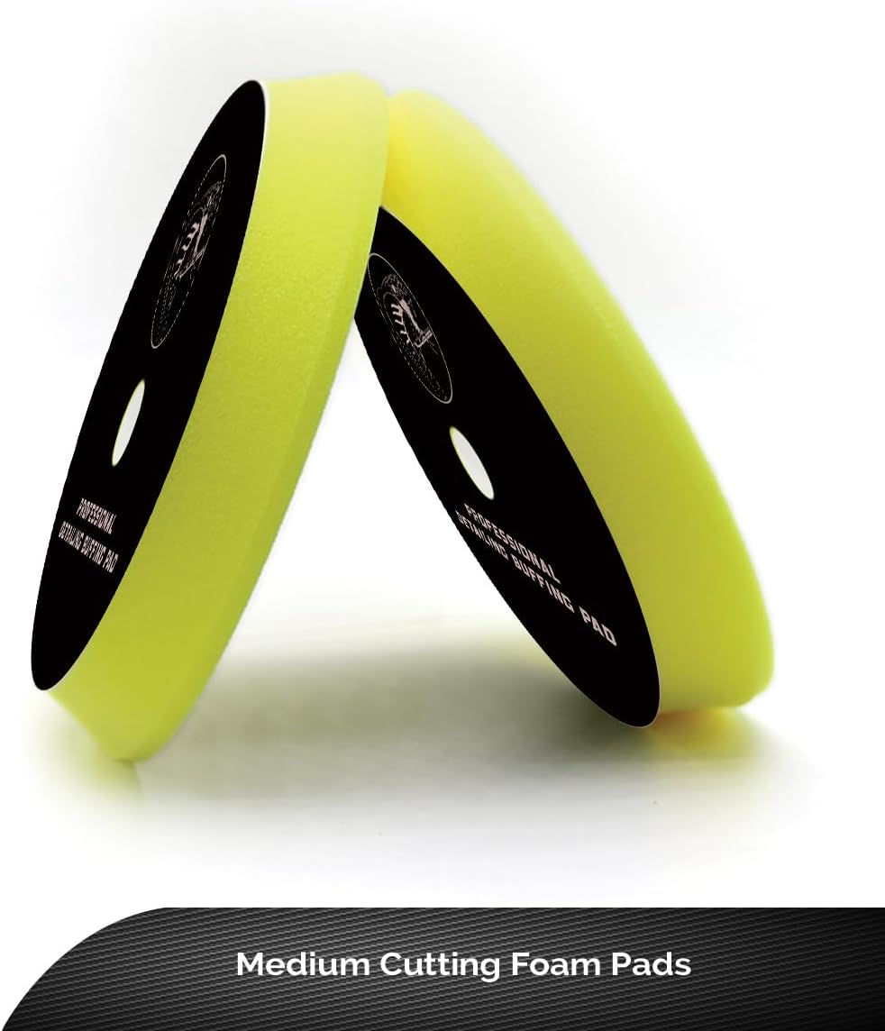 Cobra WRAP TOOLS Medium Cutting Foam Pads - Professional Detailing Buffing Pads - Durable, High-Performance Results - Perfect for Cutting, Polishing & Finishing Automotive Surfaces | 3-Inch, Yellow