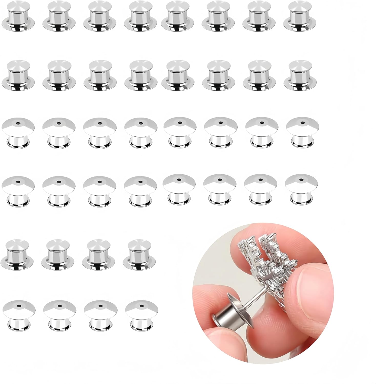 40 PCS Backs Locking Pin,Wizefolk Keepers Locking Clasp,Metal Locking Pin Backs,For Uniform Badges, Hat, Jewelry Making