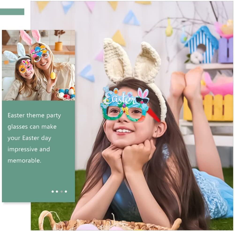Easter Decorations 9 Pcs Glasses Party Decor Booth Props Easter Glasses Chick Bunny Eggs Costume Eyeglasses for Kids Easter Party Supplies image number 4