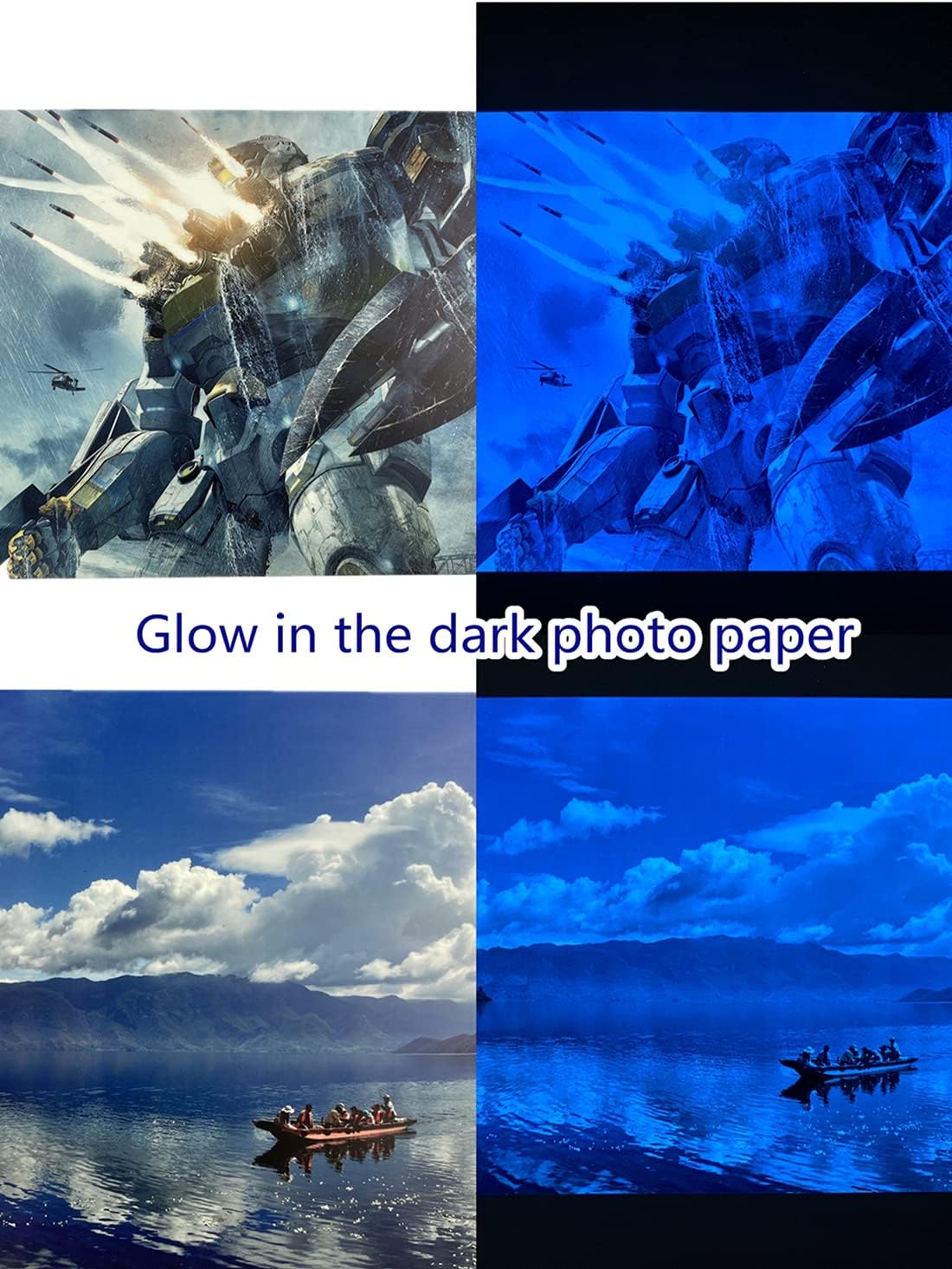 Glow in the Dark Photo Paper,Glow Paper,Glow in Dark Photo Paper,Glow in Dark Digital Paper Luminous Printing Paper Photoluminescent Inkjet Printing Paper for Pictures (5Pcs A4 Glow Blue) - Green image number 6