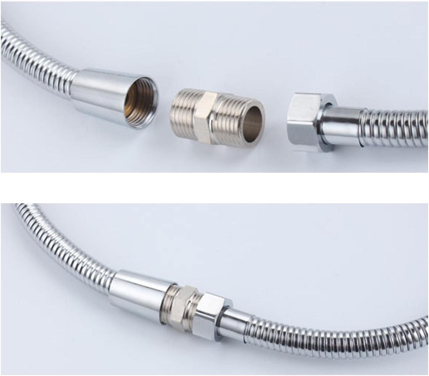 Shower Hose Extender 3Pcs Pipe Fitting Hex Nipple Shower Hose Extension Bsp1/2Inch X BSP 1/2Inch Shower Hose Extender Stainless Steel Connector for Shower Bathroom Rvs image number 4
