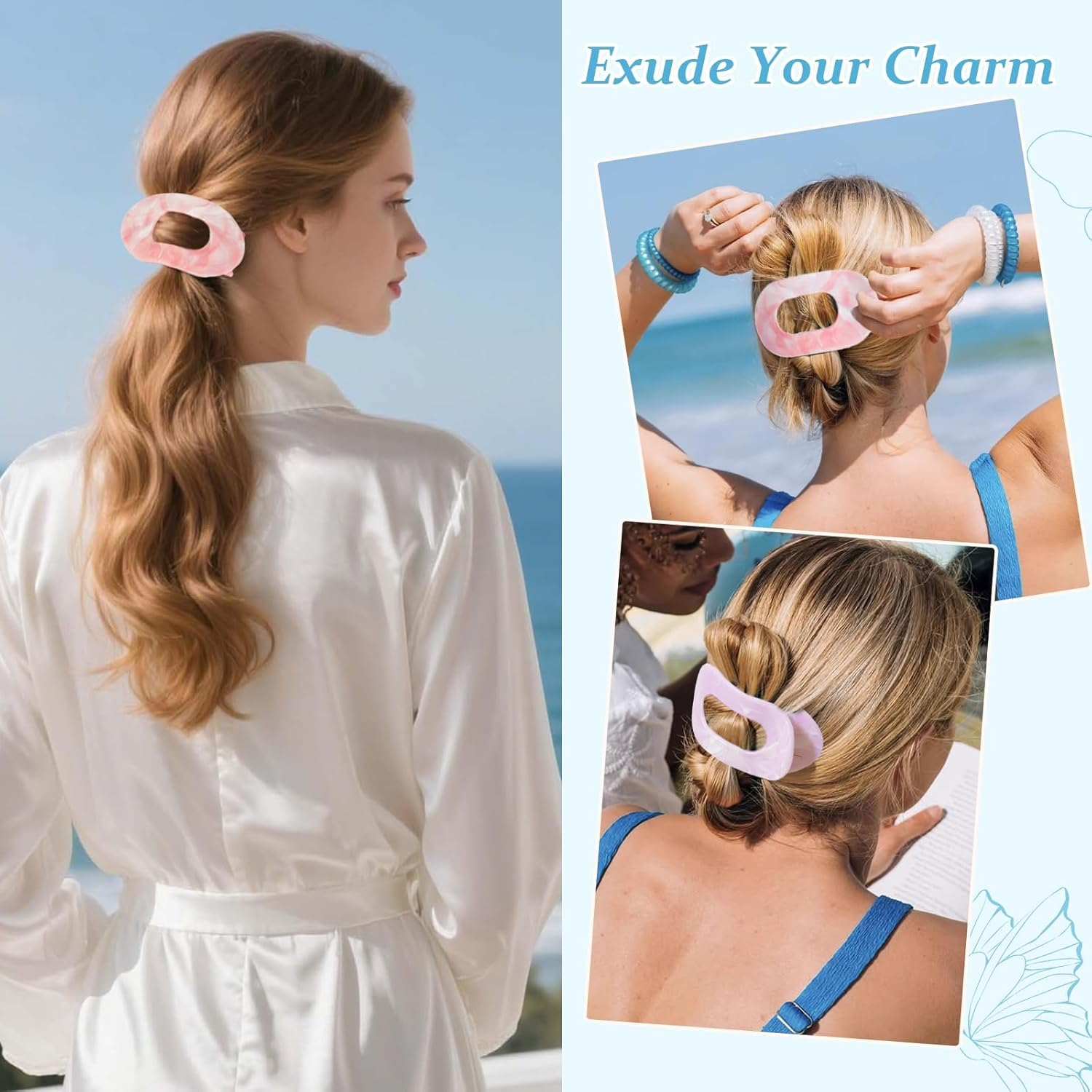 4-Piece Set - Flat Hair Clips with Large Head Plate, No Compression Sensation for All Day Wear, Advanced Sense Abalone Clip for No Hair Damage (Color2) image number 5