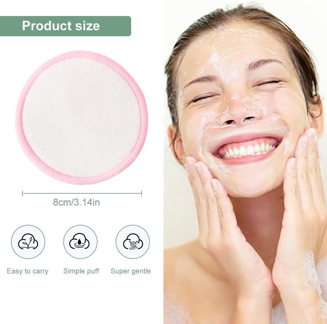 Pack of 20 Make-Up Pads Washable, Reusable Cotton Pads Made of Bamboo and Cotton, Reusable Microfibre Make-Up Pads for Facial Cleansing and Skin Care image number 3