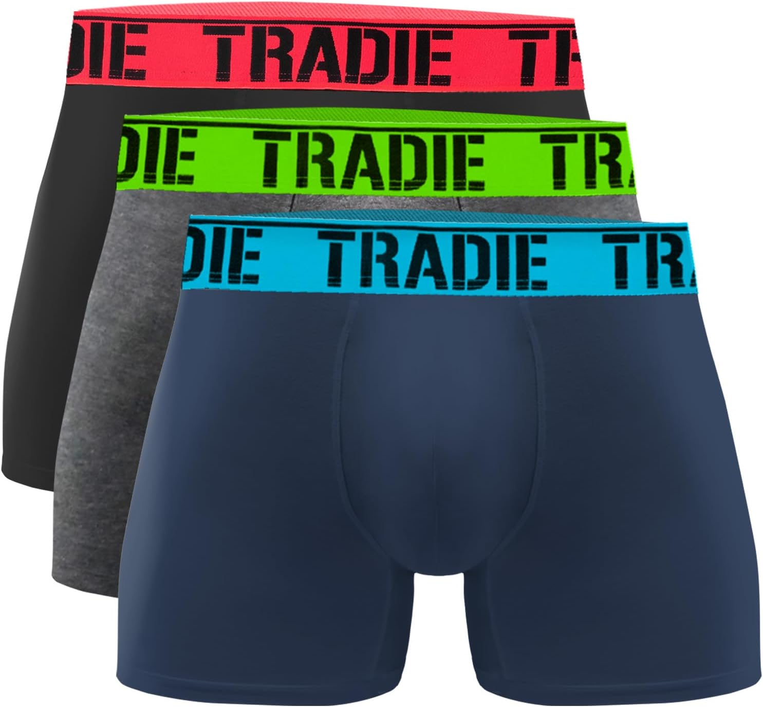 TRADIE Men'S Cotton/Elastane Fitted Trunk 3-Pack Mens Underwear, Stretch Cotton Fabric, Comfortable, Soft, Breathable Mens Boxer Brief, Value Pack Underwear for Men