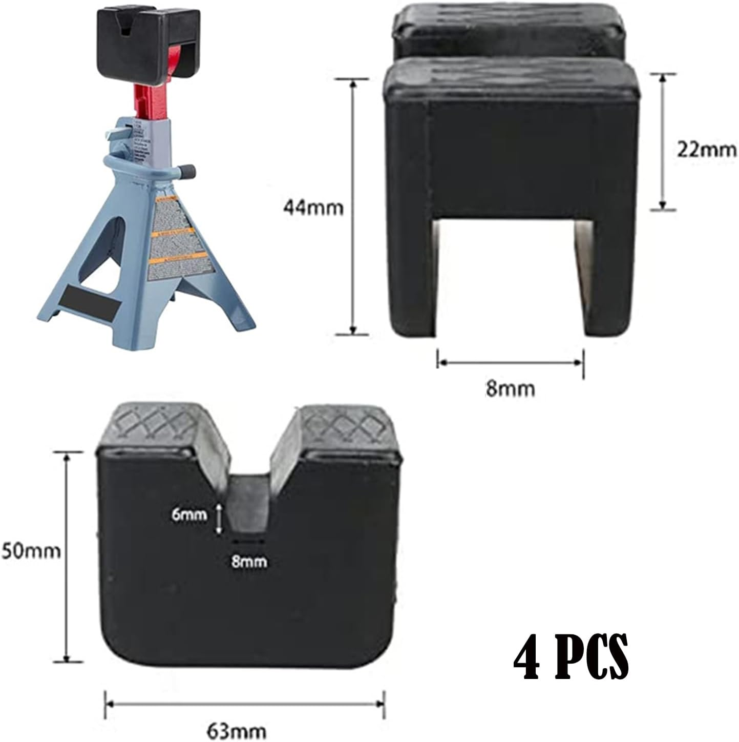 4 Pcs Universal Car Lift Jack Stand Pads for Jack Stand Support Lift Square Jack Rubber Pad Floor Jack Pads Anti-Slip Rail Slotted Pads Durable Repair Tools Car Jack Stand Pads for Sedan SUV & More image number 2