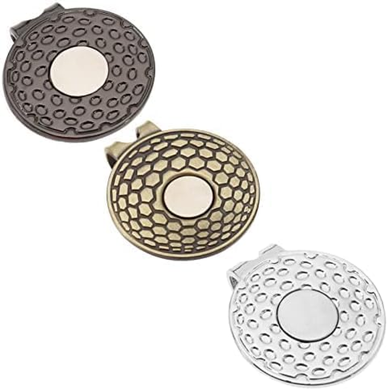 3 Pack Magnetic Golf Ball Hat Marker Clips, Zinc Alloy Golf Hat Clips for Golf Training and Cap Use(Silver, Bronze, Black) image number 1