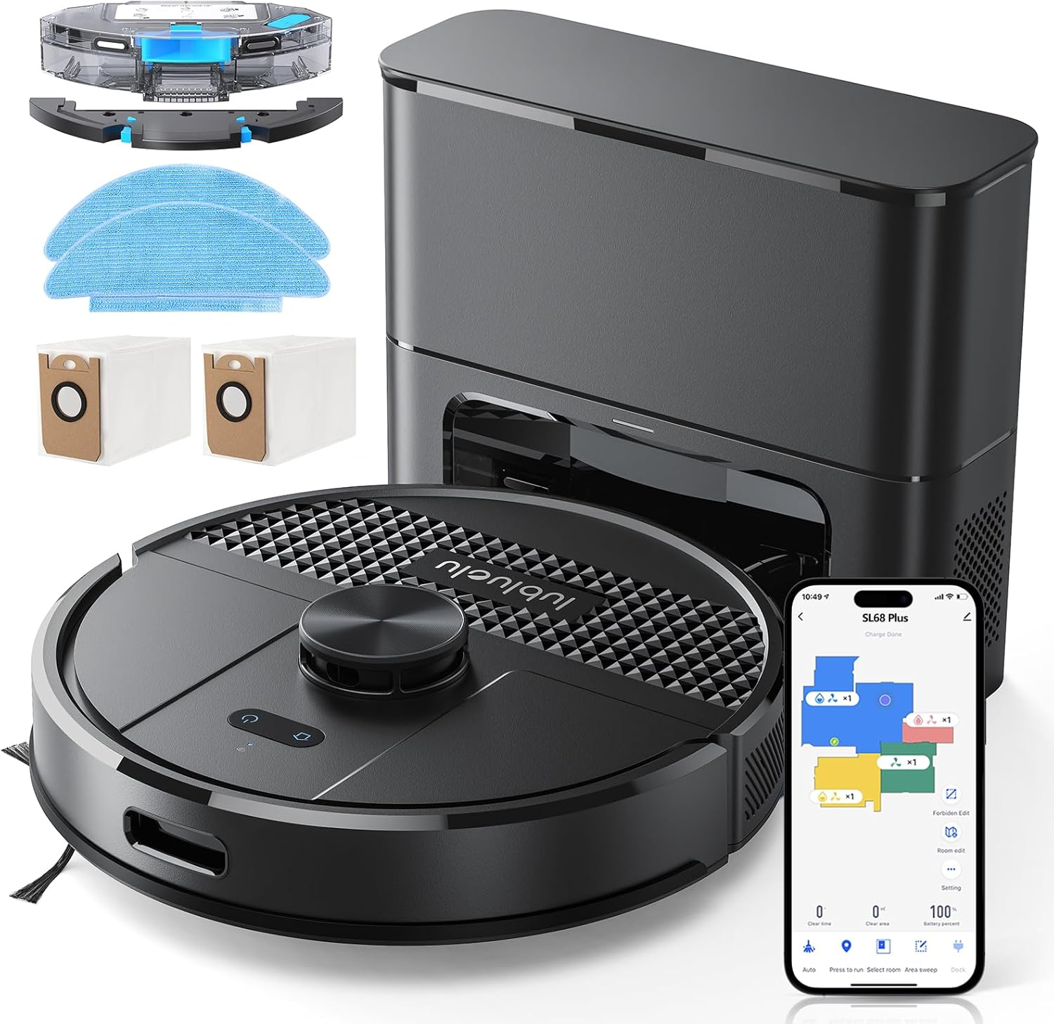 Lubluelu Robot Vacuum Cleaner and Mop, 5500Pa Robot Vacuum with 2.5L Self Emptying Station, Hands-Free up to 60 Day, Lidar Navigation, Wifi/App/Alexa, 3 in 1 Robotic for Pet Hair Hard,Floor,Carpet image number 5