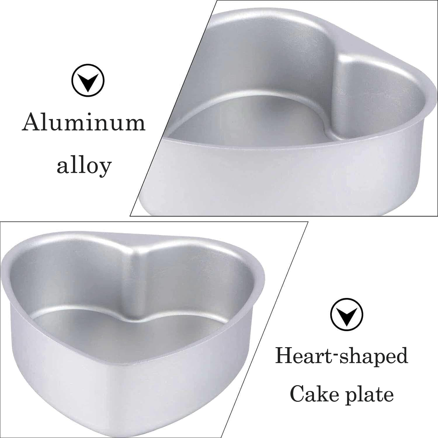 2 Pcs Heart Shaped Cake Pan Set, Aluminum Heart Shape Mould, Non-Stick Heart Cake Tins, 6 Inch & 8 Inch, Removable Bottom Baking Mould, for Household Christmas Birthday Wedding