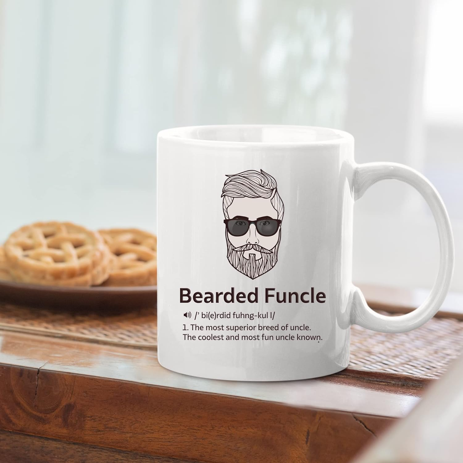 Panvola Bearded Funcle Definition Mug Uncle Gifts from Niece Nephew Brother Sister Father'S Day Funny Bearded Uncle Ceramic Coffee Cup 11 Oz White image number 5