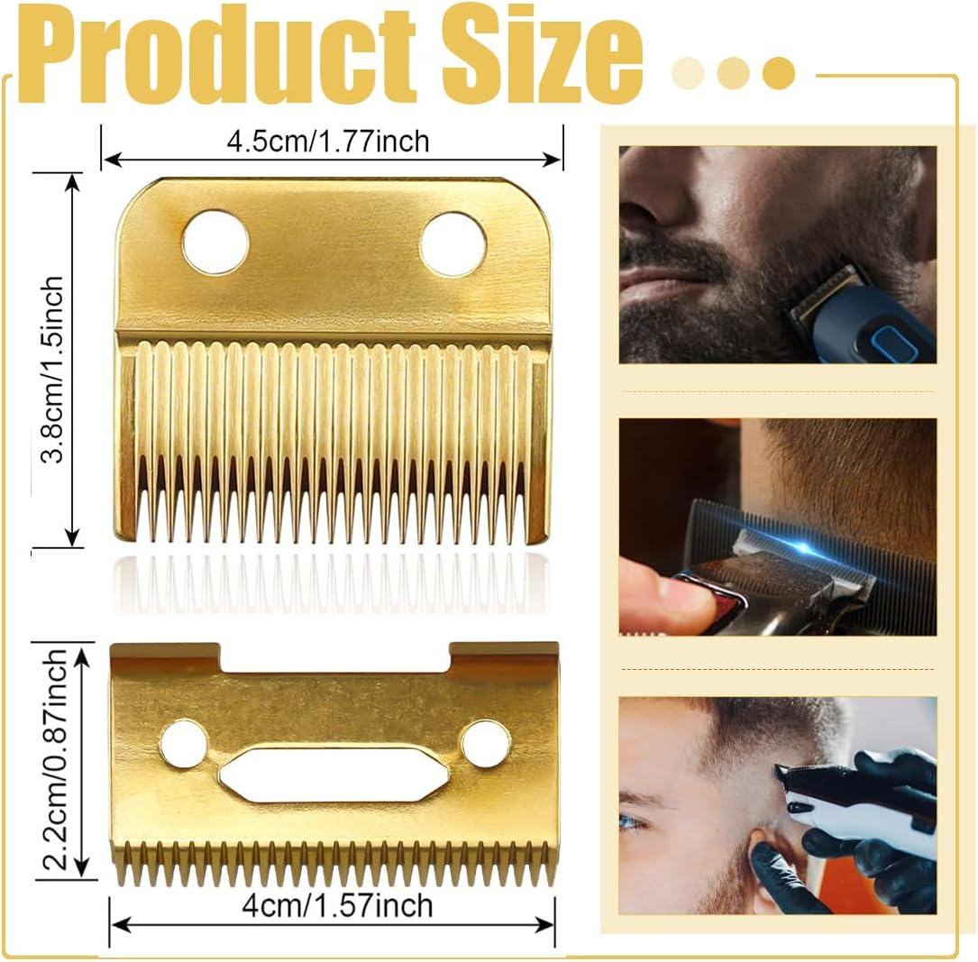 ARHZ Set of 2 Stainless Steel Hair Clippers 2-Hole Replacement Blade for Hair Trimmer Clipper Accessories for Wahl 808/8148/8504/1919/2241/2240/8591 (Gold)