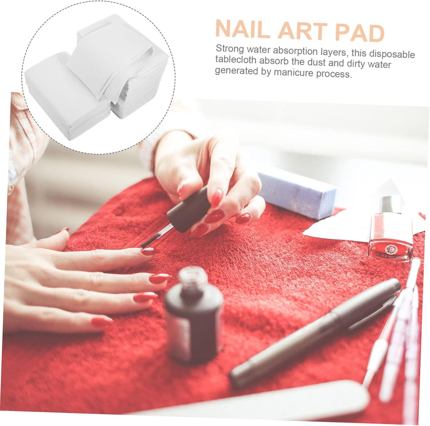 Garneck 125Pcs Disposable White Nail Table Mats - Manicure Desk Pads for Nail Art - Tattoo and Beauty Salons Pulp Paper Mats for Clean and Hygienic Workspaces image number 6