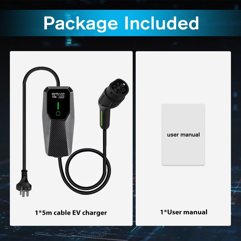 Type 2 to Australian Plug Electric Vehicle Charging Cable, 10A 240V 2.4KW,5M Adjustable Current (6A-10A) for Electric Vehicles and Plug-In Hybrid Cars image number 1