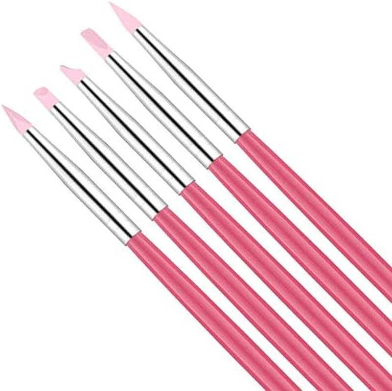 5Pcs/Set Silicone Nail Art Pen Brush Wood Carving Emboss Hollow Pottery Sculpture Shaping Dotting DIY Manicure Tools 18Cm Zhengpingpai image number 5