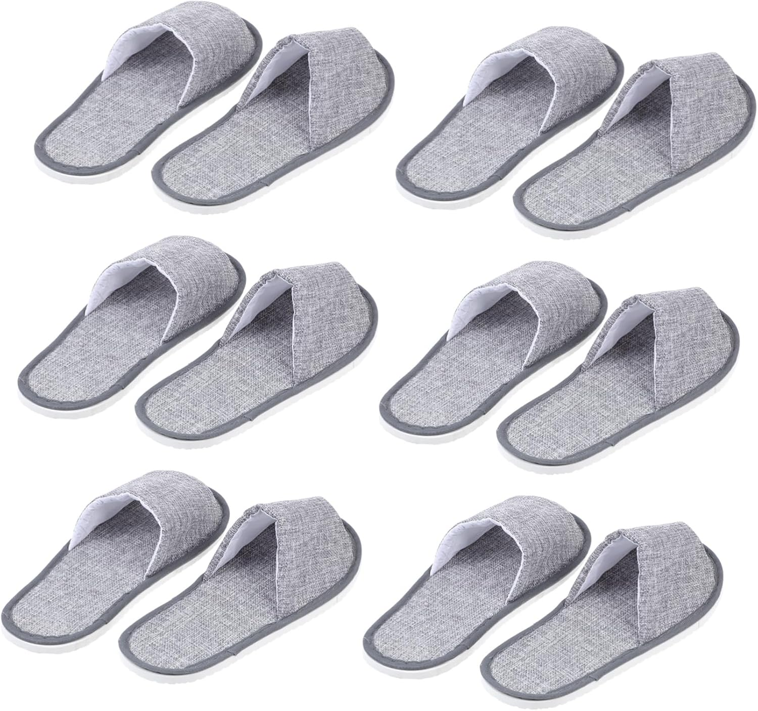 BIUDECO 6 Pairs Open Toe Travel Slippers with Skid Sole Disposable Lightweight Footwear for Hotel Spa and Bathroom Use Comfortable Non Slip House Shoes image number 6