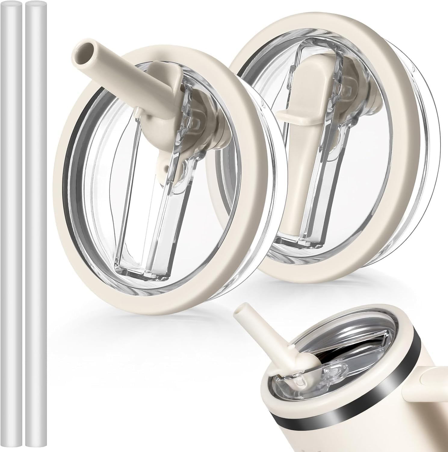 40Oz Flip Straw Leak Proof Lid for Stanley H2.0 Quencher, 2 Pack Tumbler Lid Replacement, 40Oz for Stanley Cup, Protour Accessories, Spill Proof Straw Cover