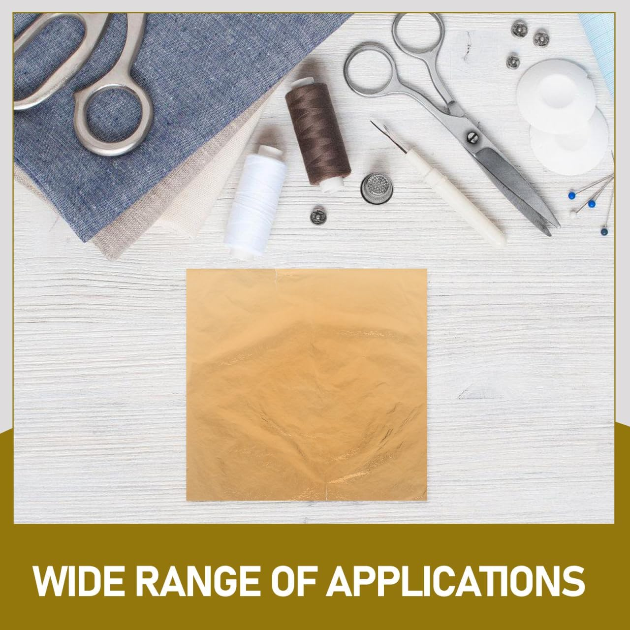 DOITOOL 100Pcs Copper Color Gilding Foil Imitation Leaf for DIY Crafts Furniture Decoration for Art Projects image number 1