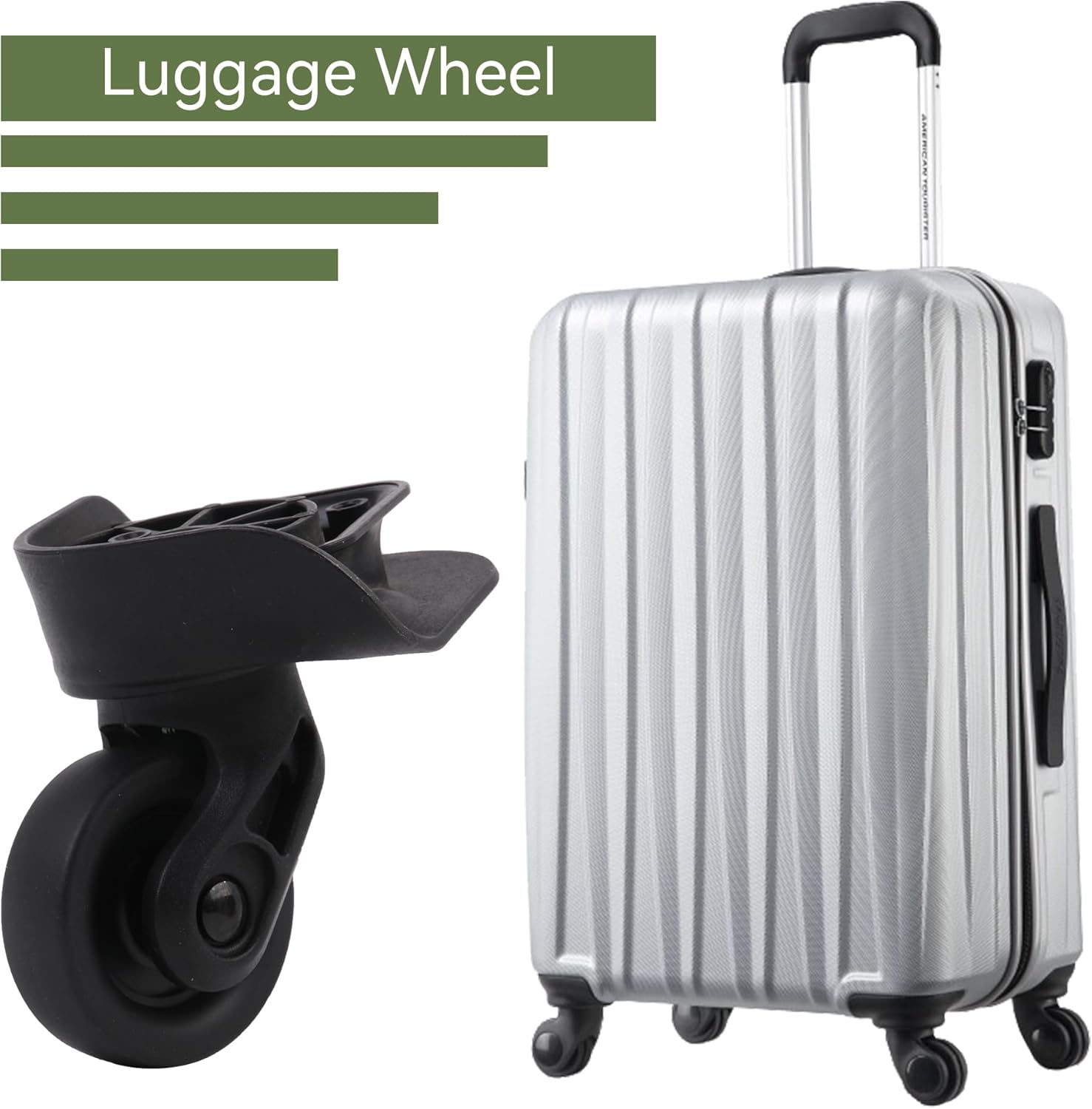 BQLZR Travel Black Luggage Mute Wheels Left W237 360 Swivel with 2 Screws for Suitcase image number 3