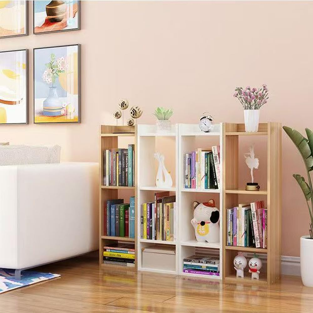 Hbluefat 4 Tier Small Bookcase, Floor Standing Open Bookshelf, Multipurpose Display Storage Organizer Shelf for Home Office Living Room Bedroom (Teak) - Wood image number 5