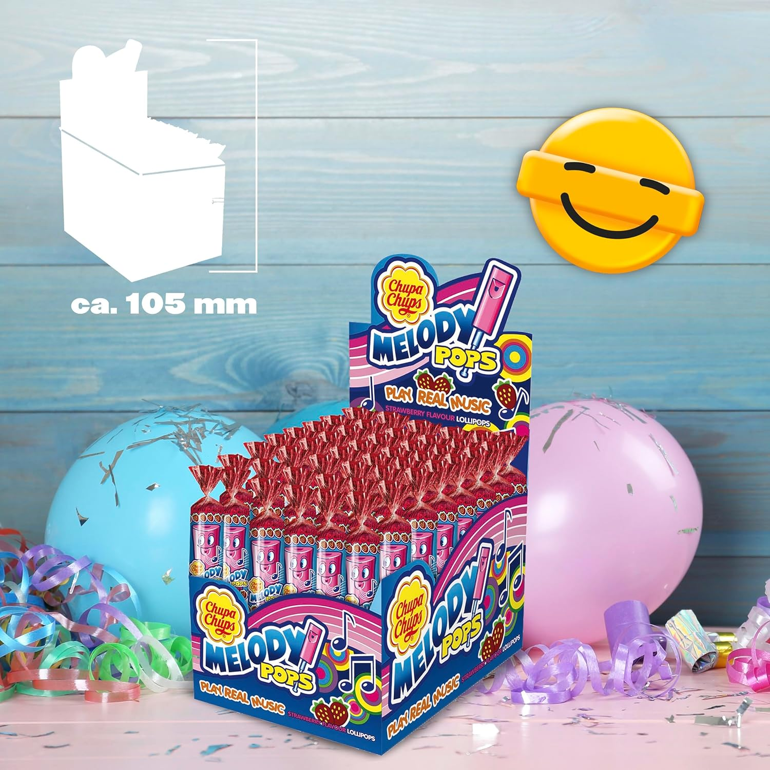 Chupa Chups Strawberry Melody Lollipops, 48 Lollipops, Unique Treat Ideal for Sharing and Parties, 48 X 15 G, Strawberry image number 5