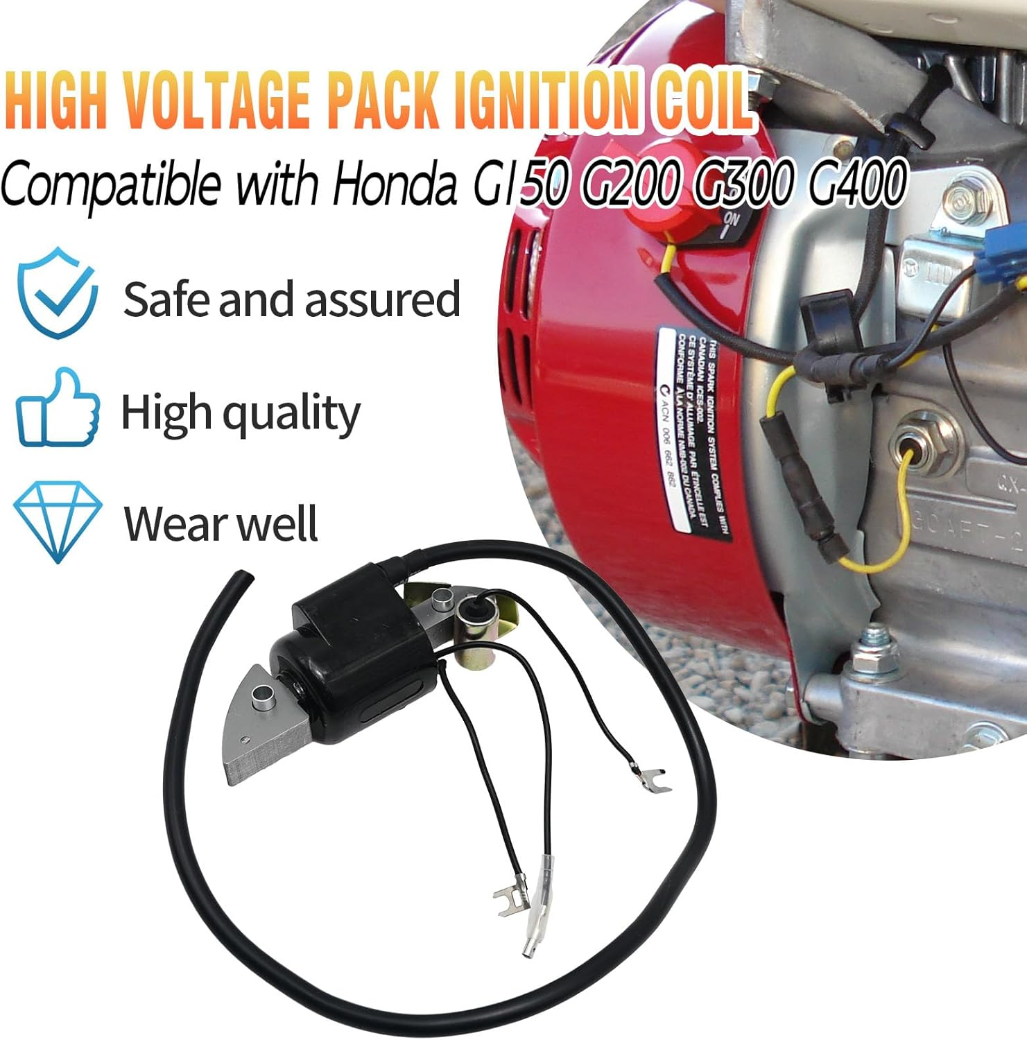 Ignition Coil 30560-887-015 30500-887-303 30560-883-015, Replacement for Honda G150 G200 G300 G400 Engines image number 5