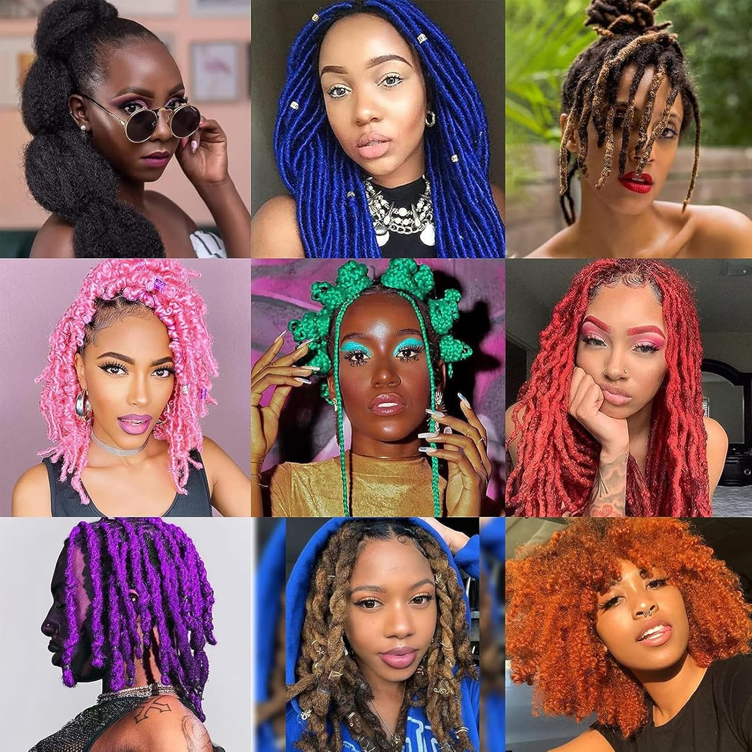 BLTYXT Springy Afro Twist Soft Pre Separated Synthetic Marley Twist Braiding Hair for Locs Crochet Hair Extensions (24 Inches (Pack of 3), 1B) image number 5