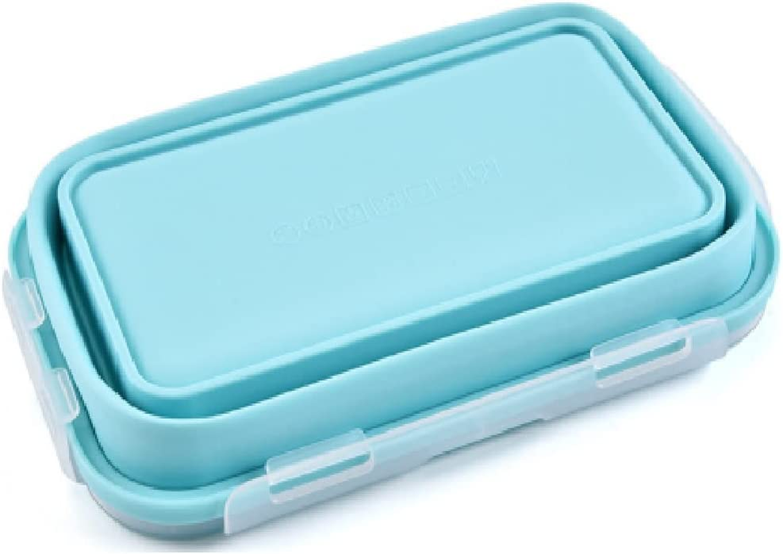 Trrcylp 3Pack Collapsible Silicone Food Storage Containers with Lid Foldable Lunch Bowls for Microwave Freezer Dishwasher Safe (1200Ml Rectangle) image number 1