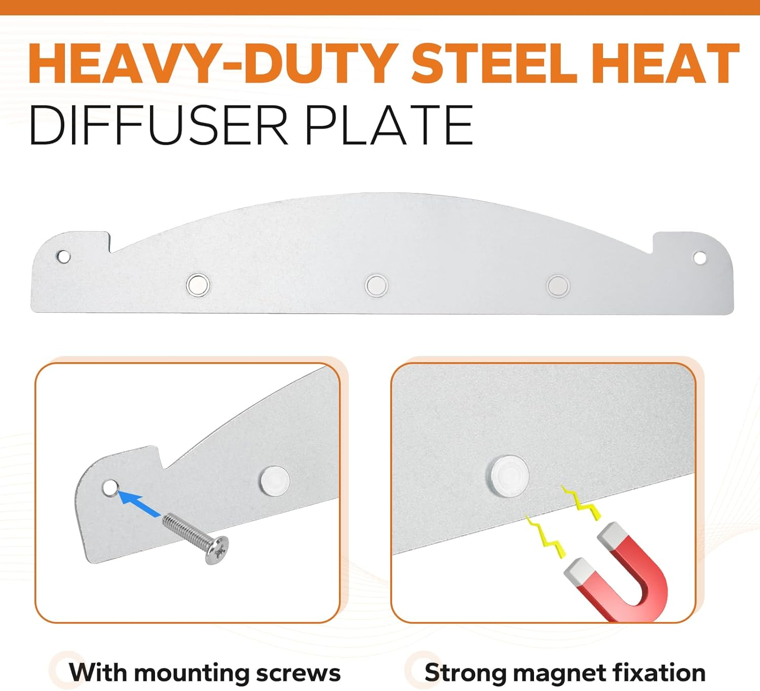Magnetic Heat Deflector for Pit Boss Pellet Grill Flame Tamer Main Plate, Heavy-Duty Steel Flame Tamer for Pit Boss 850, PB1100, Laredo1000, Rancher XL Heat Diffuser Plate Replacement Part image number 2