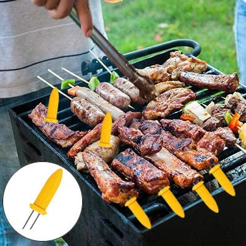 10 PCS Corn Holders,Corn on the Cob Skewers,Stainless Steel Corn Fork Barbecue Skewers Kitchen Tool for BBQ Twin Prong Sweetcorn Holders Home Cooking Fork image number 1
